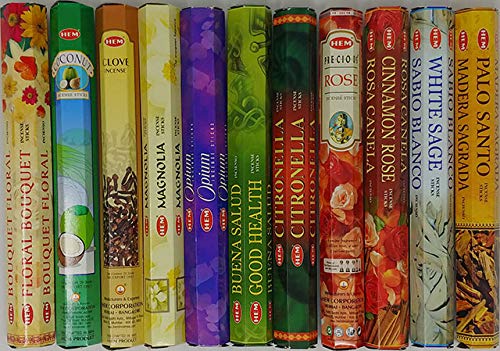 Hem Incense -12 Box Best Variety Pack 20 Sticks Each - 240 Sticks - 240g - 45+min Burn