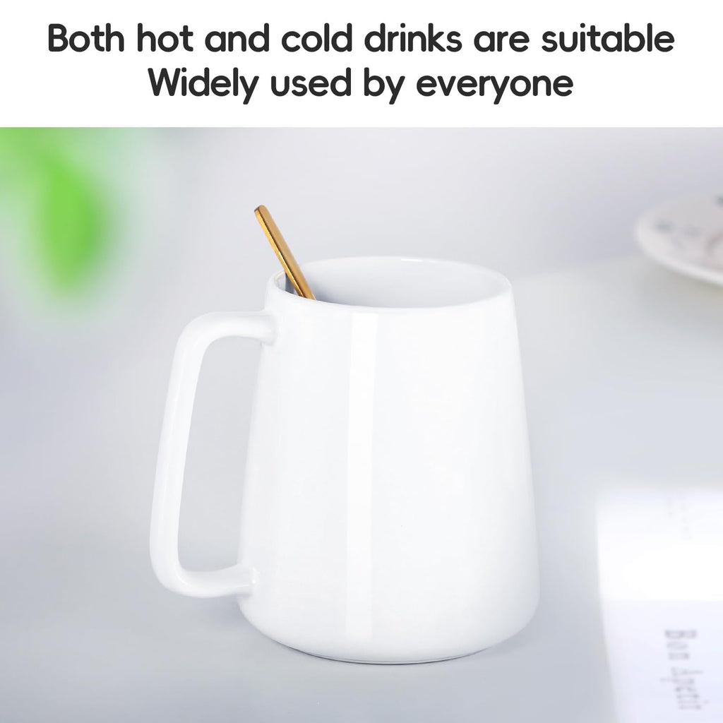 24 OZ Large Coffee Mug, Smilatte Nice Ceramic Boss Tea Cup with Big Handle for Dad Men Women, Unique Style for Any Kitchen, White