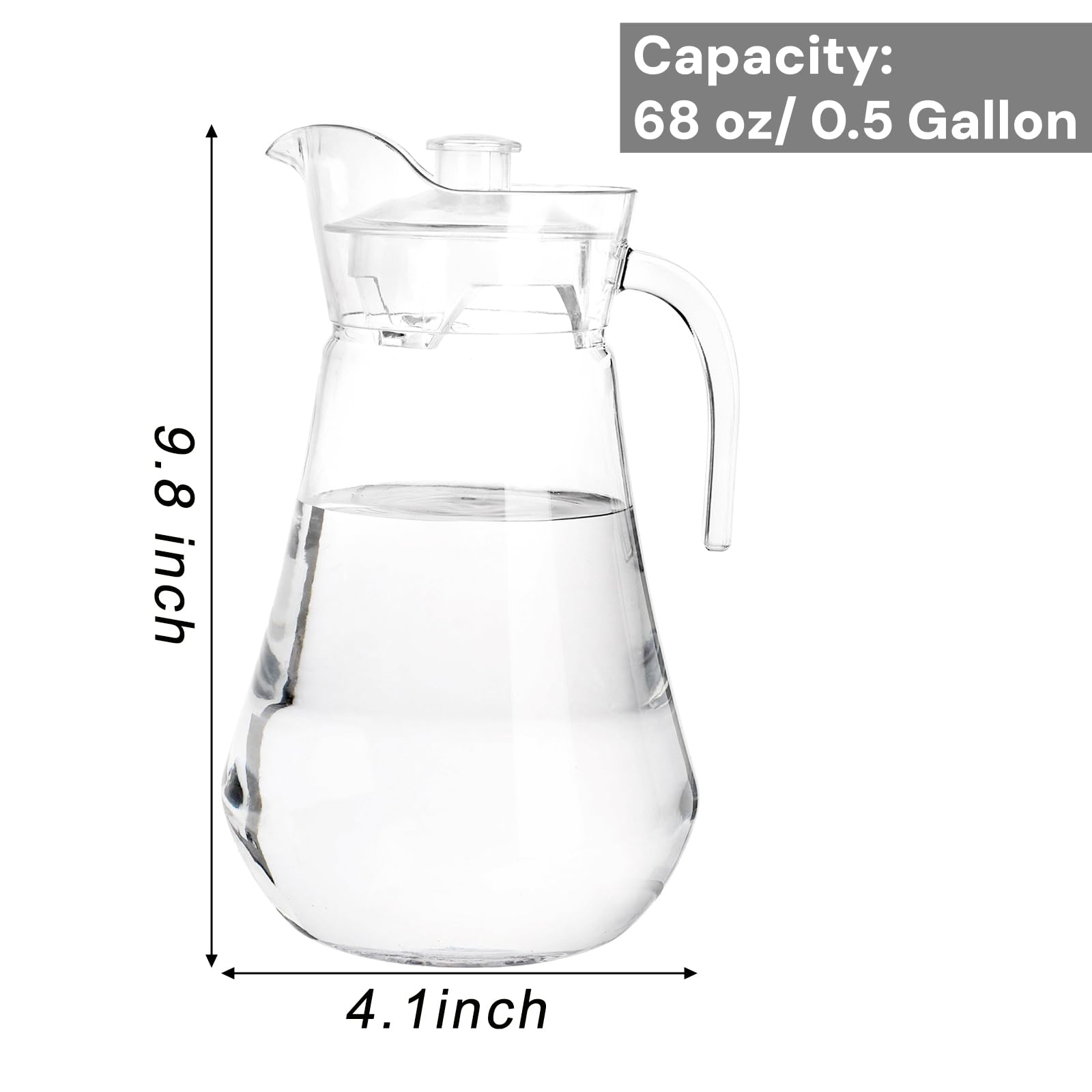 SOUJOY 2 Pack Plastic Pitcher, 2L/68 Oz Clear Iced Water Jug with Lid and Handle, Heat Resistant BPA-Free Tea Pitcher for Lemonade, Juice, Milk, Cold or Hot Beverage