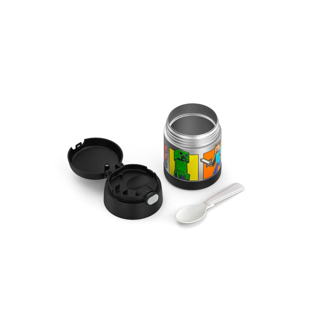 THERMOS FUNTAINER 10 Ounce Stainless Steel Vacuum Insulated Kids Food Jar with Spoon, Minecraft