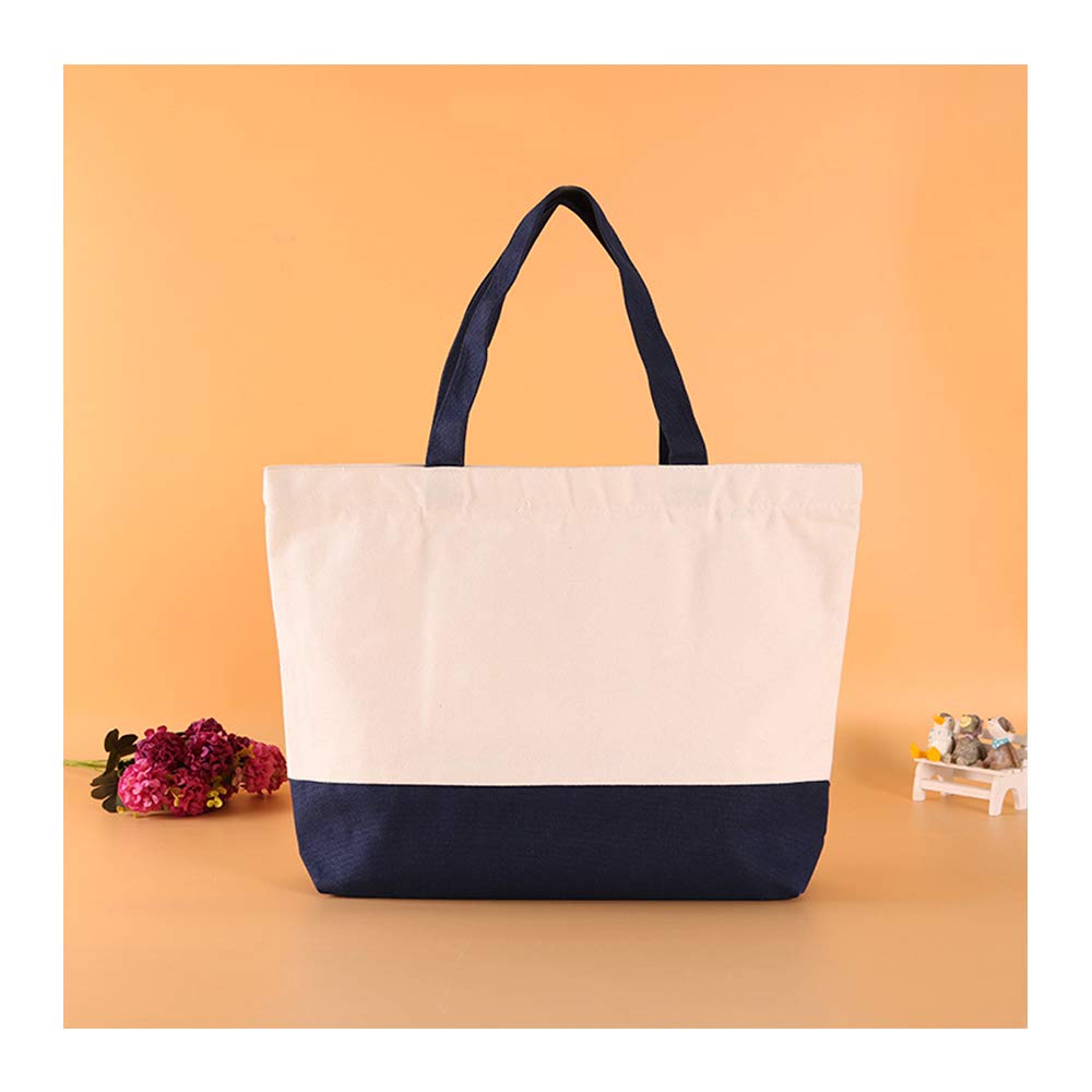 8 Pcs 18.5"x15" (47x38CM) Canvas Tote Bags Large Tote Shopping Bags with Handle Multipurpose Fashionable DIY Large Reusable Grocery Bag Gift Bag and Wedding Birthday Promotion Giveaways Two Tone