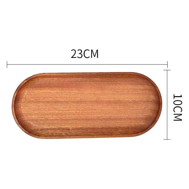 Linwnil 2 Pack Solid Wood Coffee Serving Platters and Trays of Natural Wood with Edge, Rectangular Avoid Sliding and Spilling Food (Walnut Trays x 2Pack)