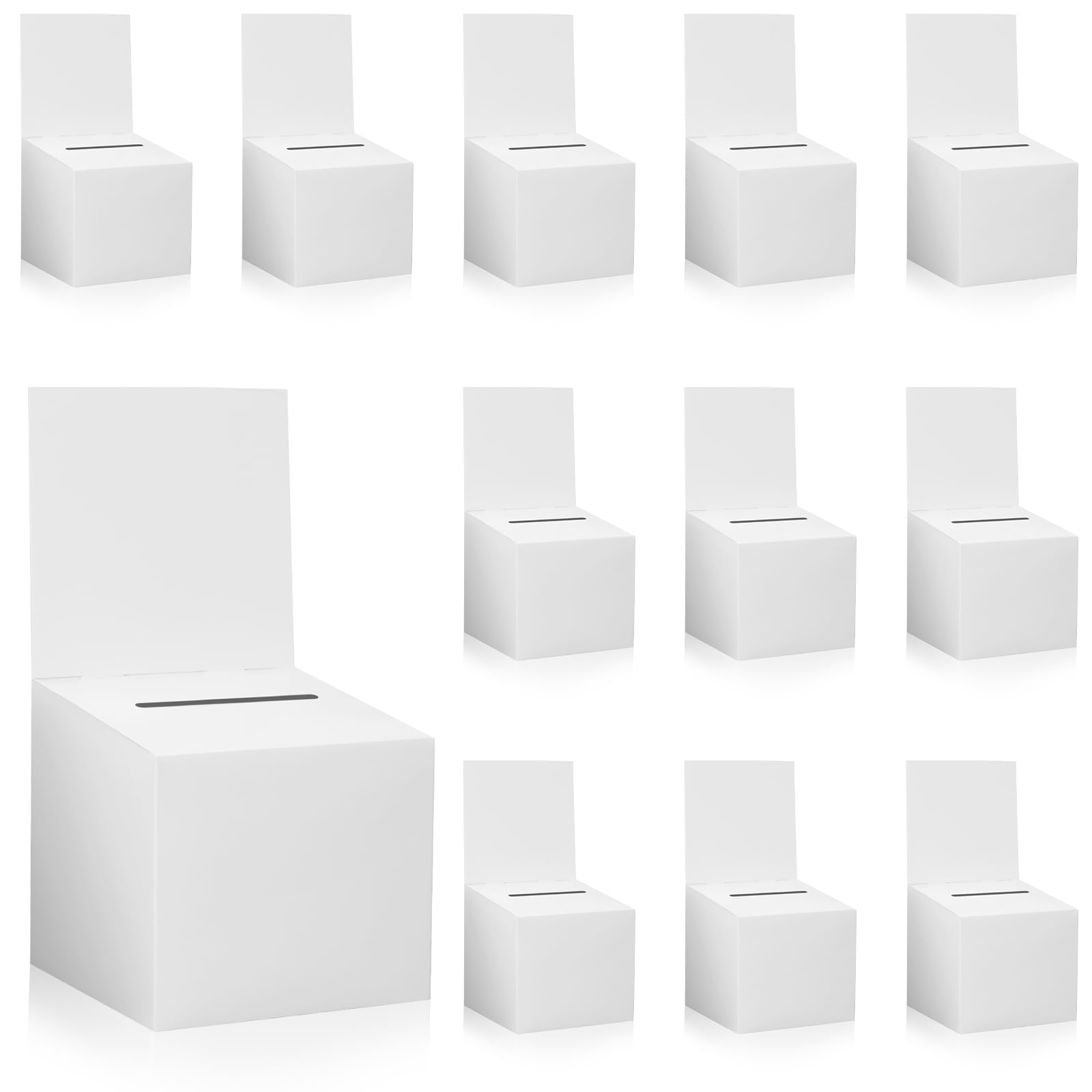12 Pcs Ballot Box Raffle Donation Box for Fundraising, 6 X 6 X 6 Inch Cardboard Raffle Ticket Box with Slot Suggestion Box Removable Header for Collecting Business Card Voting (White)