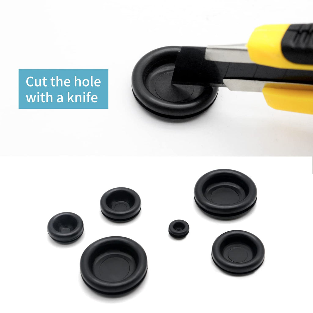 Vrupin 188 Pieces Closed Rubber Grommet Firewall Solid Closed Hole Plug Assortment Kit for Wire Electrical Appliance Plumbing
