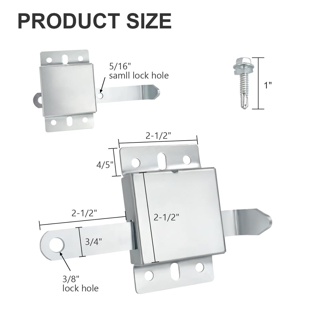 Garage Door Side Lock Heavy Duty Inside Deadlock for Most Garage Door Galvanized Steel -1pack