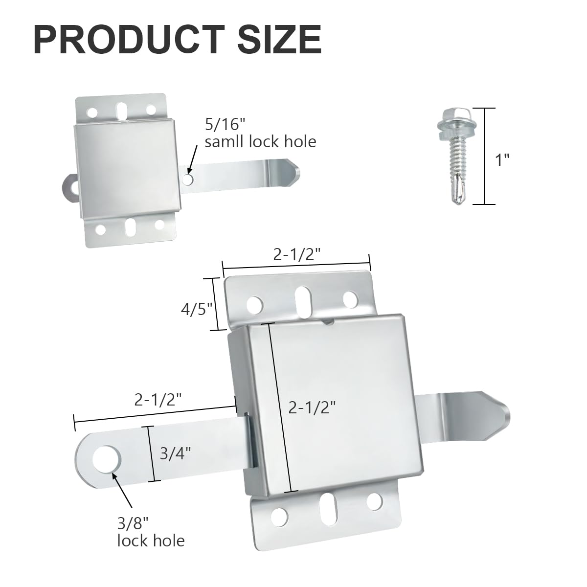 Garage Door Side Lock Heavy Duty Inside Deadlock for Most Garage Door Galvanized Steel -1pack