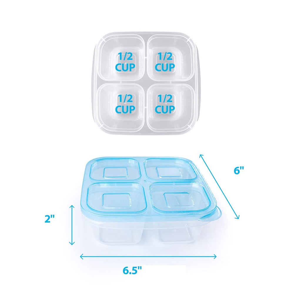Finorder 4-Compartment Food Containers, Reusable Snack Container for Kids School, Office, Picnic, Portable Snack Lunch Box Meal Prep Containers, Set of 6 (Classic Color Set)