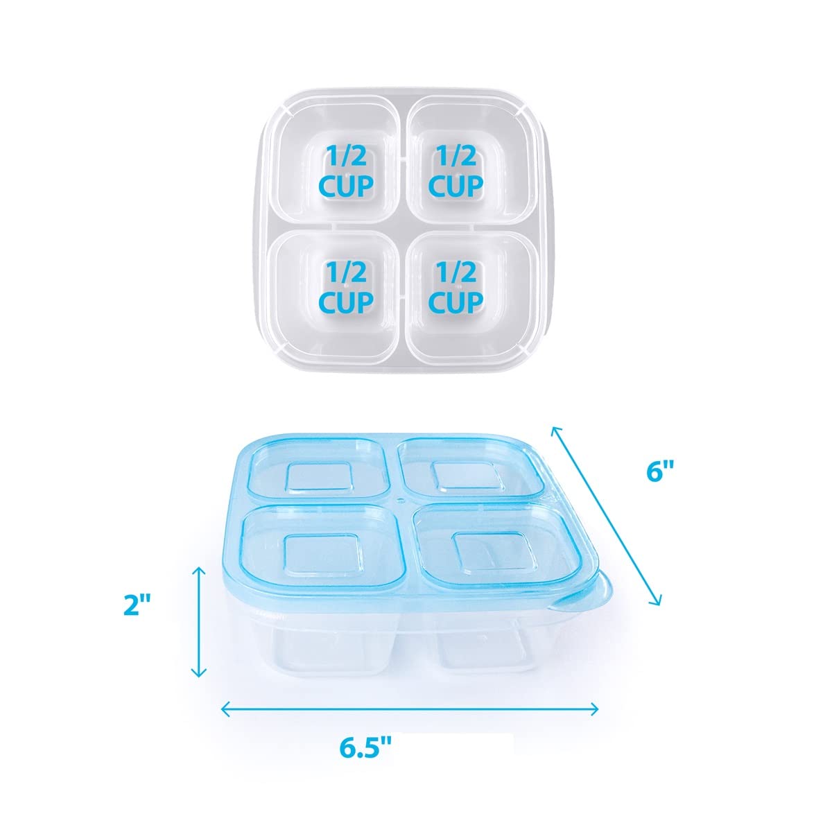 Finorder 4-Compartment Food Containers, Reusable Snack Container for Kids School, Office, Picnic, Portable Snack Lunch Box Meal Prep Containers, Set of 6 (Classic Color Set)