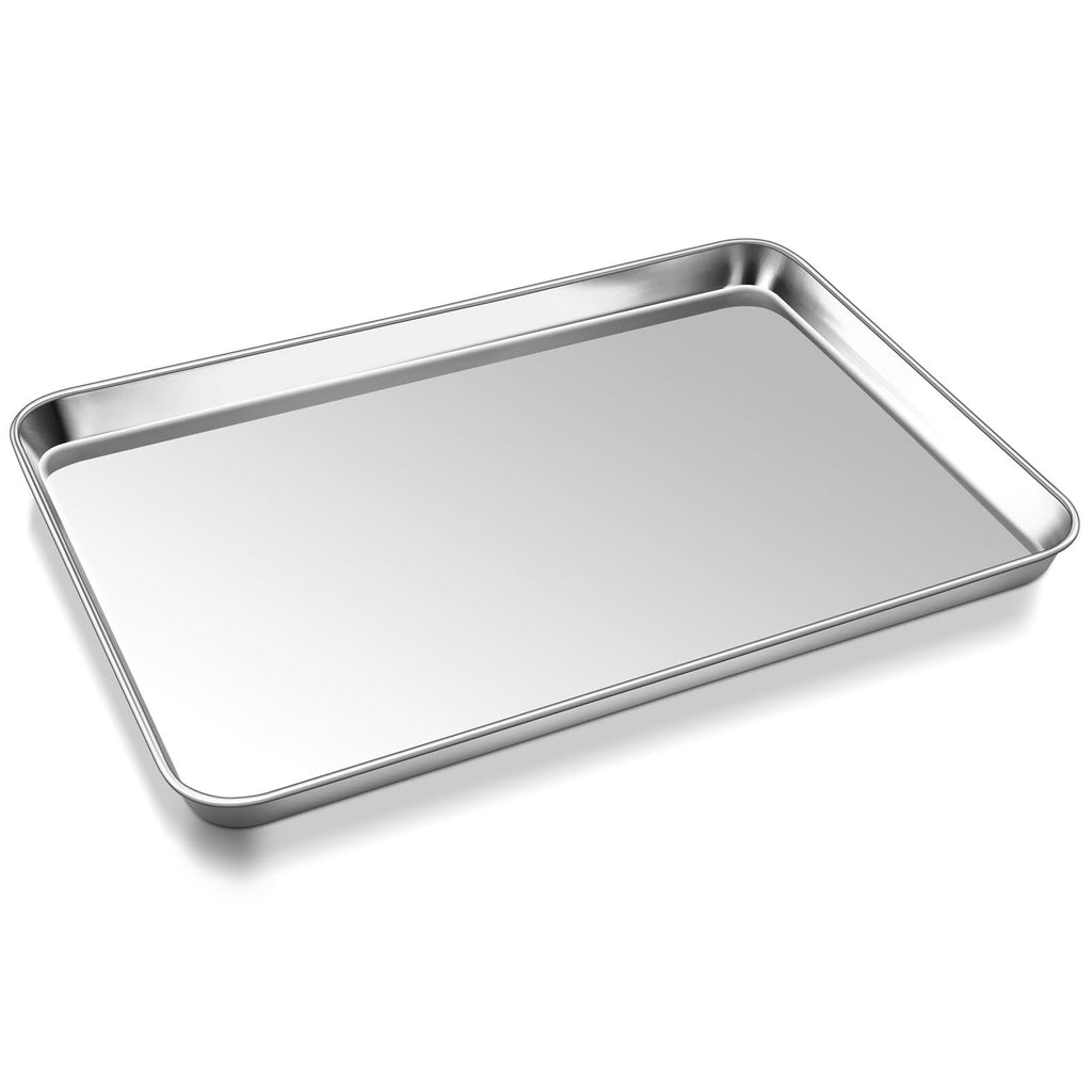 P&P CHEF Baking Cookie Sheet, Stainless Steel Baking Pan Oven Tray, Rectangle 17.3” x 13” x 1”, Non Toxic & Durable Use, Mirror Finished & Dishwasher Safe