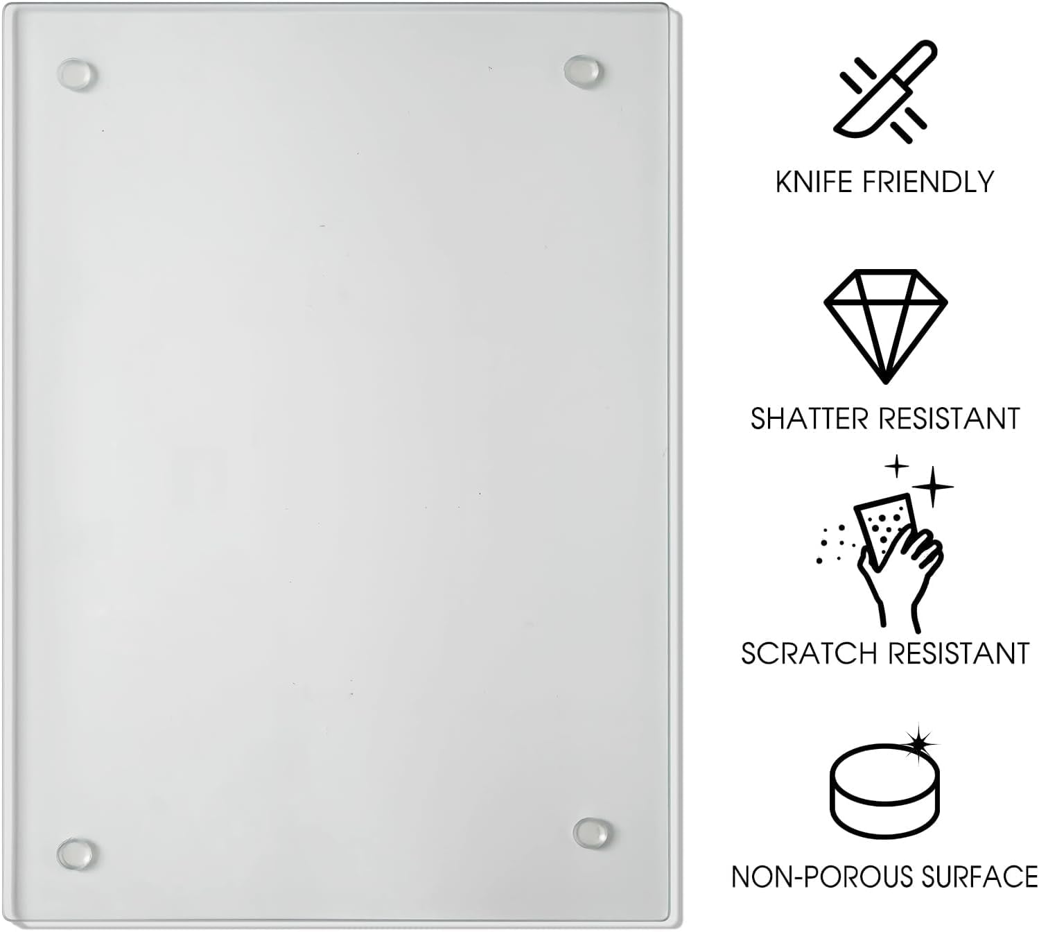 JAMBALAY Tempered Glass Cutting Board for Kitchen, 40CMx30CM Clear Glass Cutting Board with Rubber Non-Slip Feet, Heat and Scratch Resistant, Shatterproof, Dishwasher Safe,Transparent