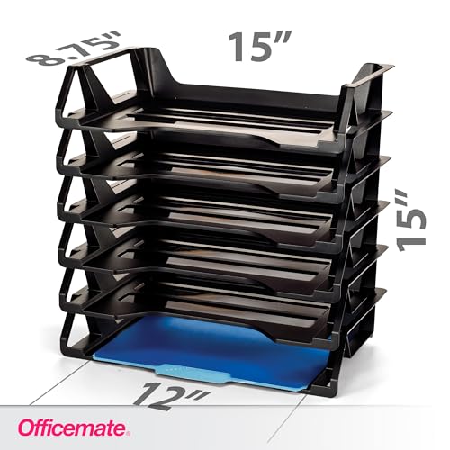 Officemate OIC Achieva Side Load Letter Tray, Recycled, Black, 6 Pack (26212)