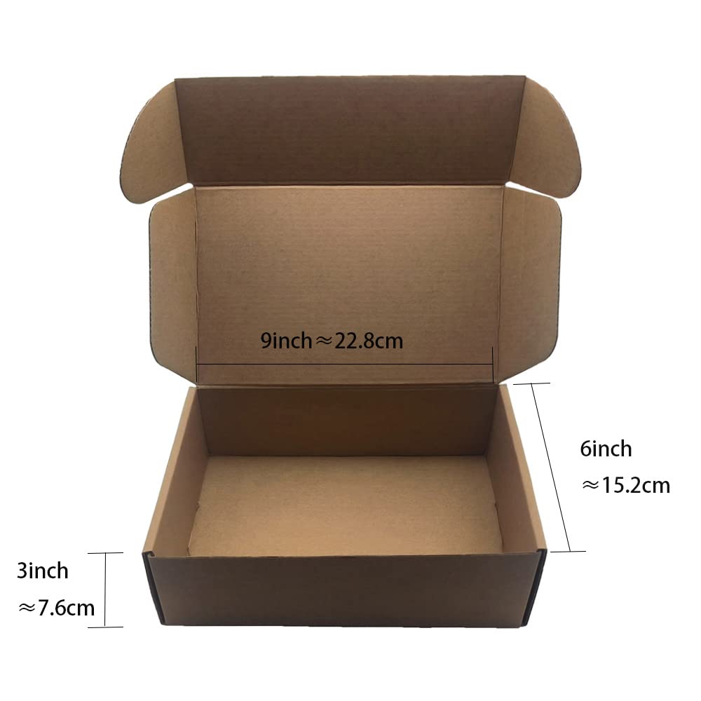 9x6x3 inch Shipping Boxes Pack of 25，Livejun Brown Corrugated Cardboard Box Mailer Boxes for Packaging Small Business Shipping，Boxes for Birthday Wedding Party Gift Giving… (9x6x3)