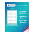 Premium Label Supply White Sticker Square Labels with Bleed – 2" x 2" – Laser/Inkjet Compatible – (12 per Sheet), 100 Sheets – 1,200 Total Adhesive Labels