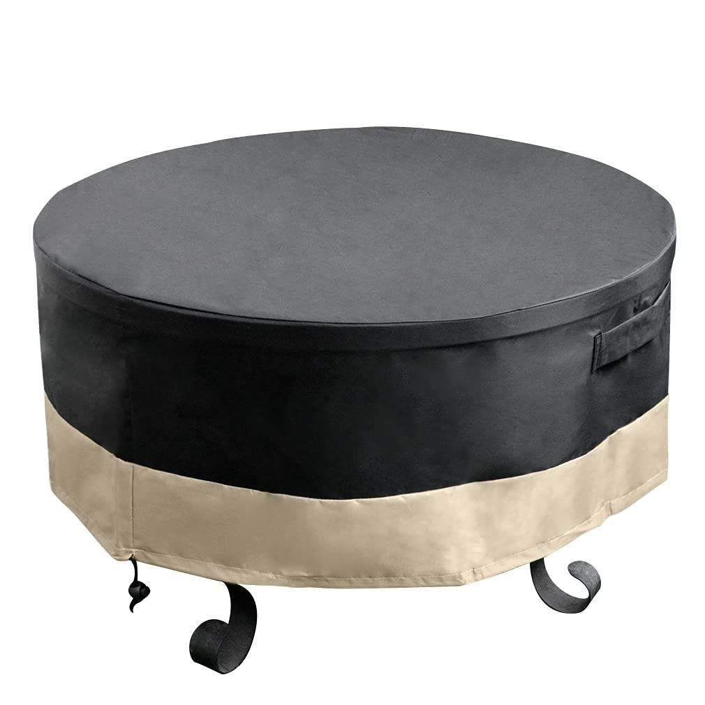 Stanbroil 36 Inch Round Fire Pit Cover - Fire Pit Table Cover, Patio Furniture Cover - Full Coverage Cover with Durable and Water Resistant Fabric, Black