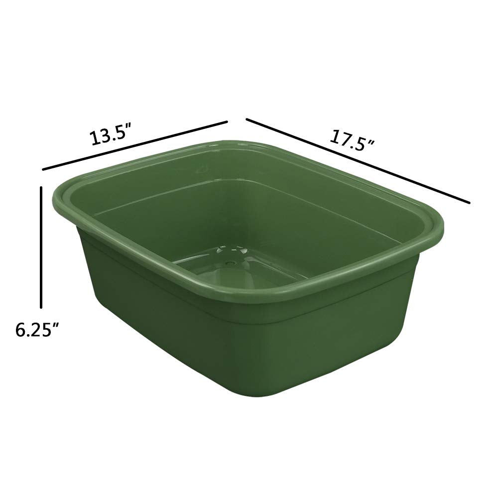 Gloreen 18 Quart Wash Basins, Large Plastic Rectangular Dish Pan Tub, 3 Packs