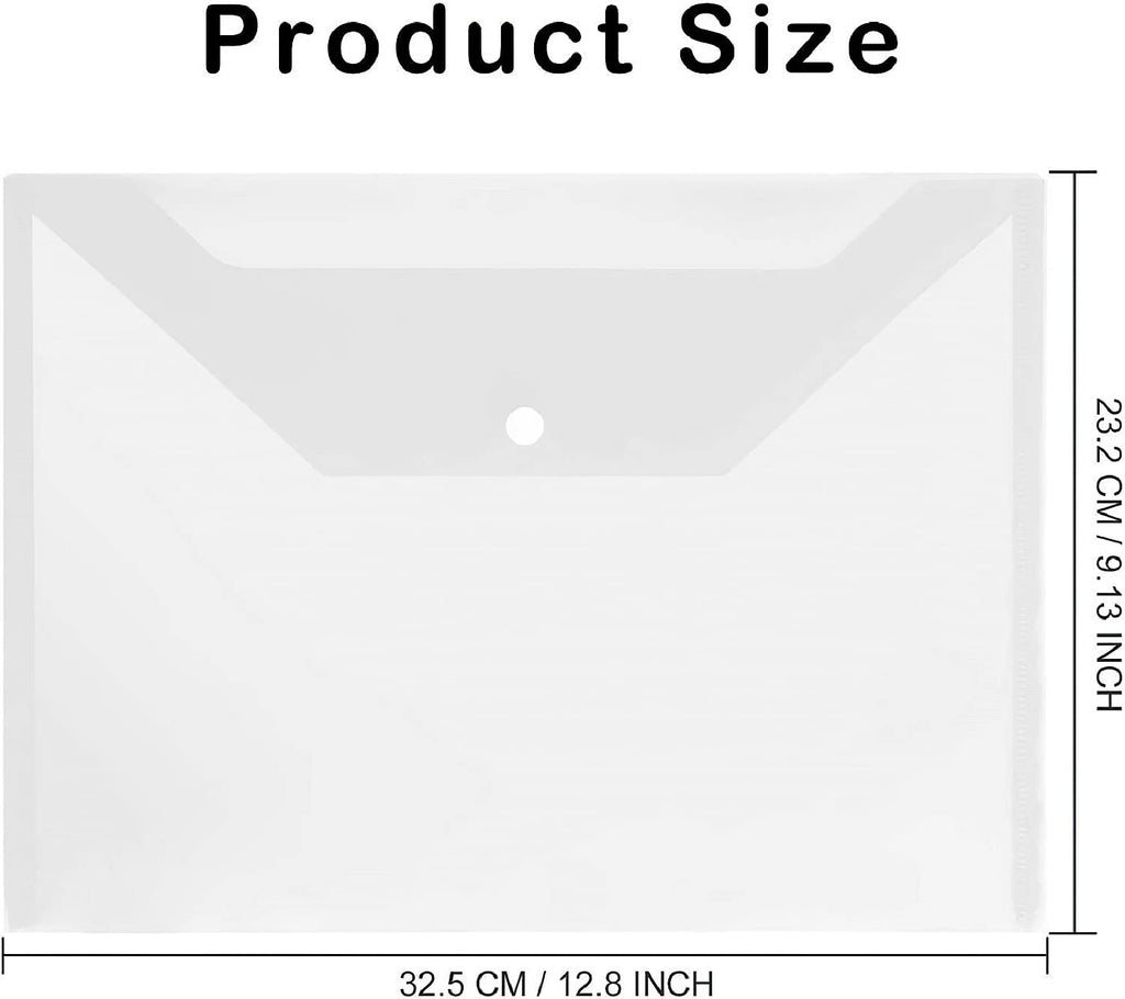 File Folders, 20 Pack Plastic File Organizer Letter Size A4 Size Water Resistant Clear Transparent Document Folder with Snap Button for Office School Home