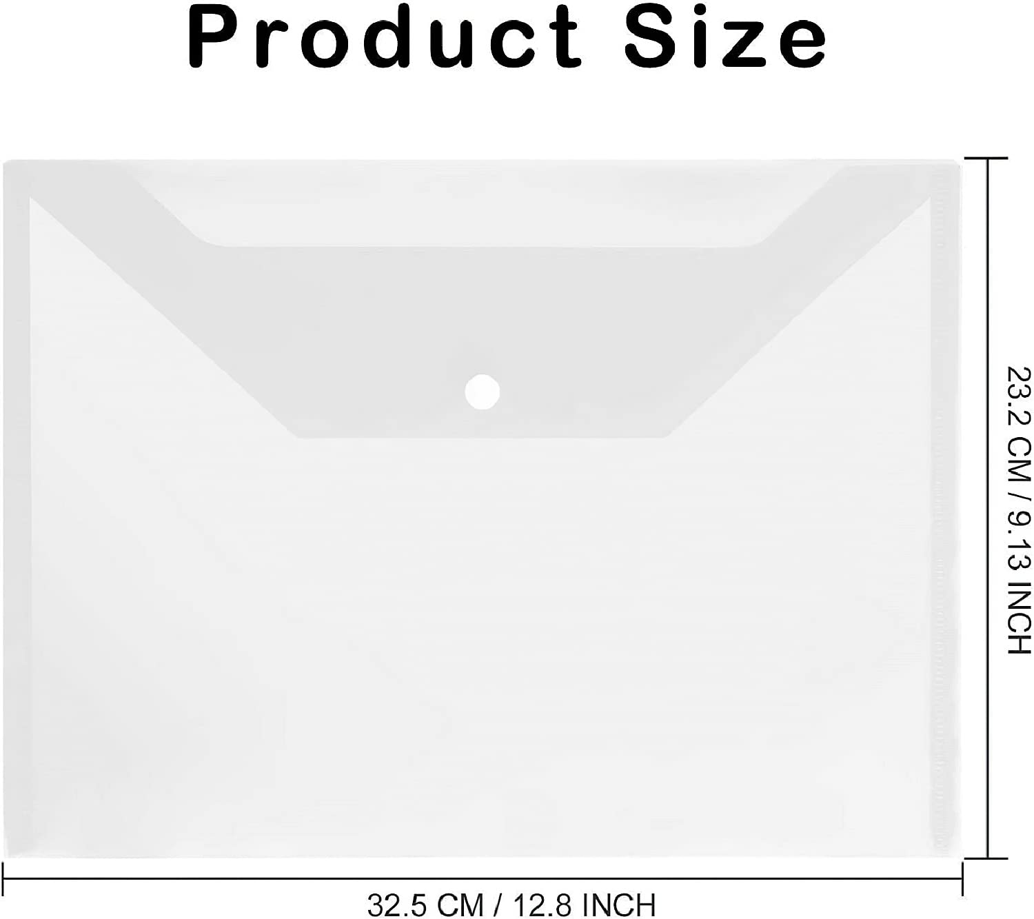 File Folders, 20 Pack Plastic File Organizer Letter Size A4 Size Water Resistant Clear Transparent Document Folder with Snap Button for Office School Home
