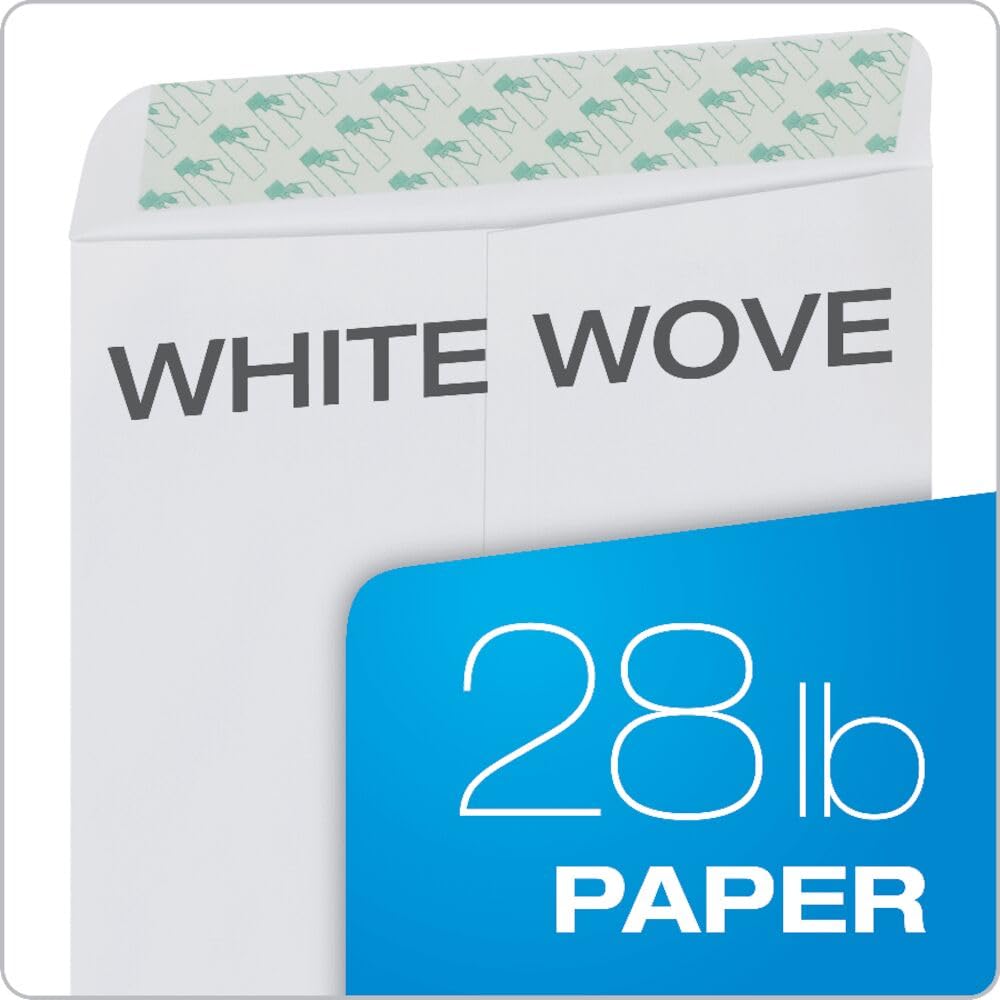 Quality Park Envelopes, Catalog 9" x 12" White, Self-Seal Closure, 28 lb. White Wove, Ideal for Mailing, Organizing, and Storage, Box of 100 (44582)