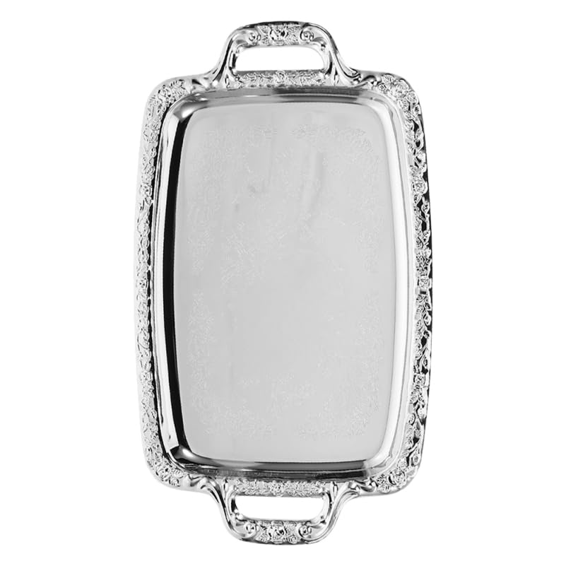 STOBAZA Elegant Stainless Steel Rectangular Food Serving Plate Organized Storage Tray for Snacks Fruits Small Items