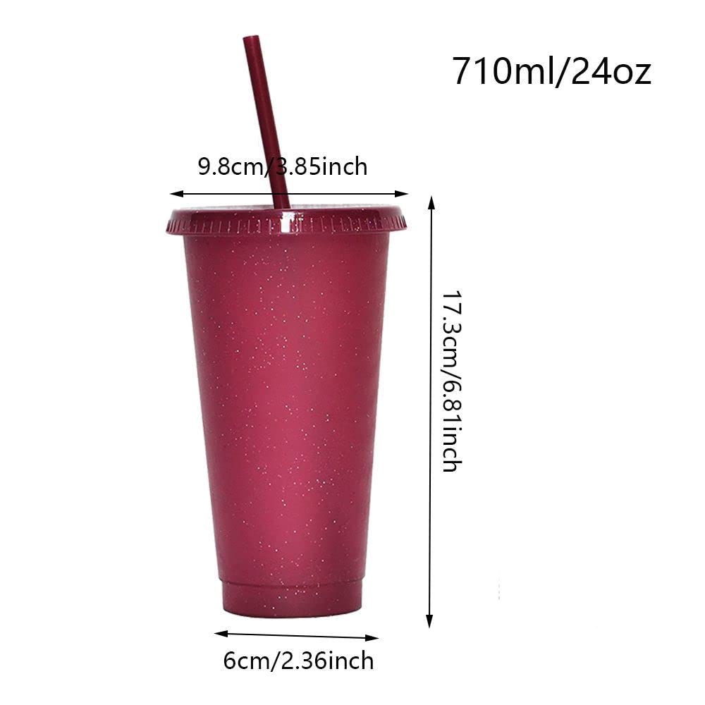 5 pcs 24 oz Water Cup with Straw and Lid Plastic Tumblers Color Changing Cups Tumbler Iced Coffee Lid Water Bottle Travel Mug Cup Reusable Cups Plastic Cups Summer Party Bulk Cold for Adults Perfect