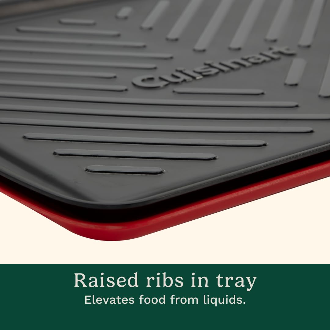Cuisinart Grilling Prep and Serve Trays, 17"x 10.5", Dishwasher Safe, Fits 6 Burgers, Red and Black (CPK-200C)