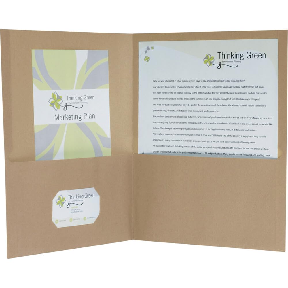 Oxford 78542 Twin Pocket Portfolios, Recycled, Natural, 25/Box