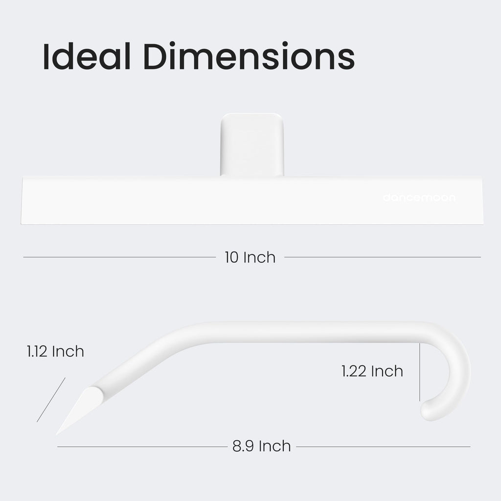 dancemoon JustHang Shower Squeegee for Glass Doors, All-One-Piece Silicone with Built-in Hook Design for Easy Hanging, Household Window Mirror Squeegee for Bathroom, Glass, Tile Wall,Car 10-Inch White