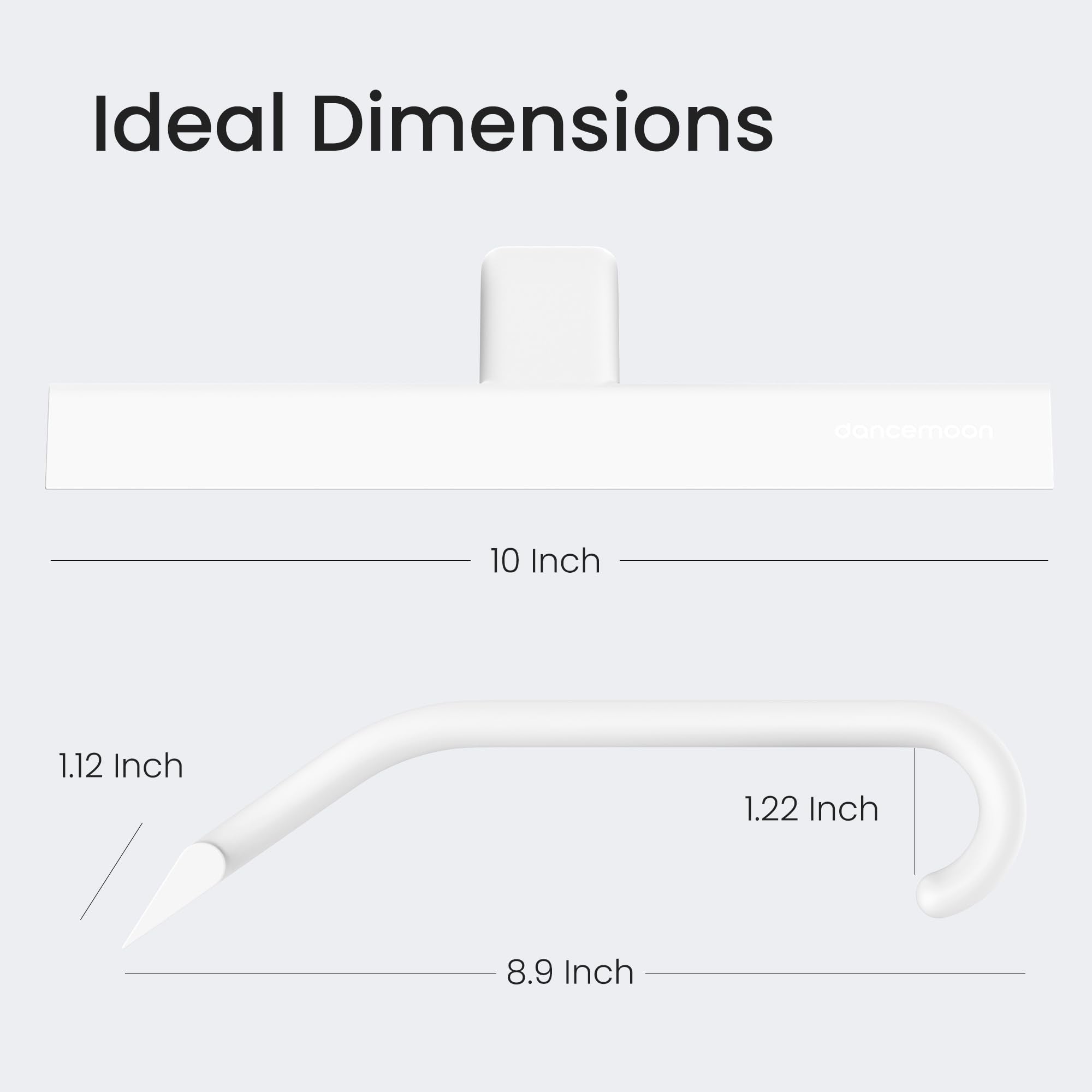 dancemoon JustHang Shower Squeegee for Glass Doors, All-One-Piece Silicone with Built-in Hook Design for Easy Hanging, Household Window Mirror Squeegee for Bathroom, Glass, Tile Wall,Car 10-Inch White