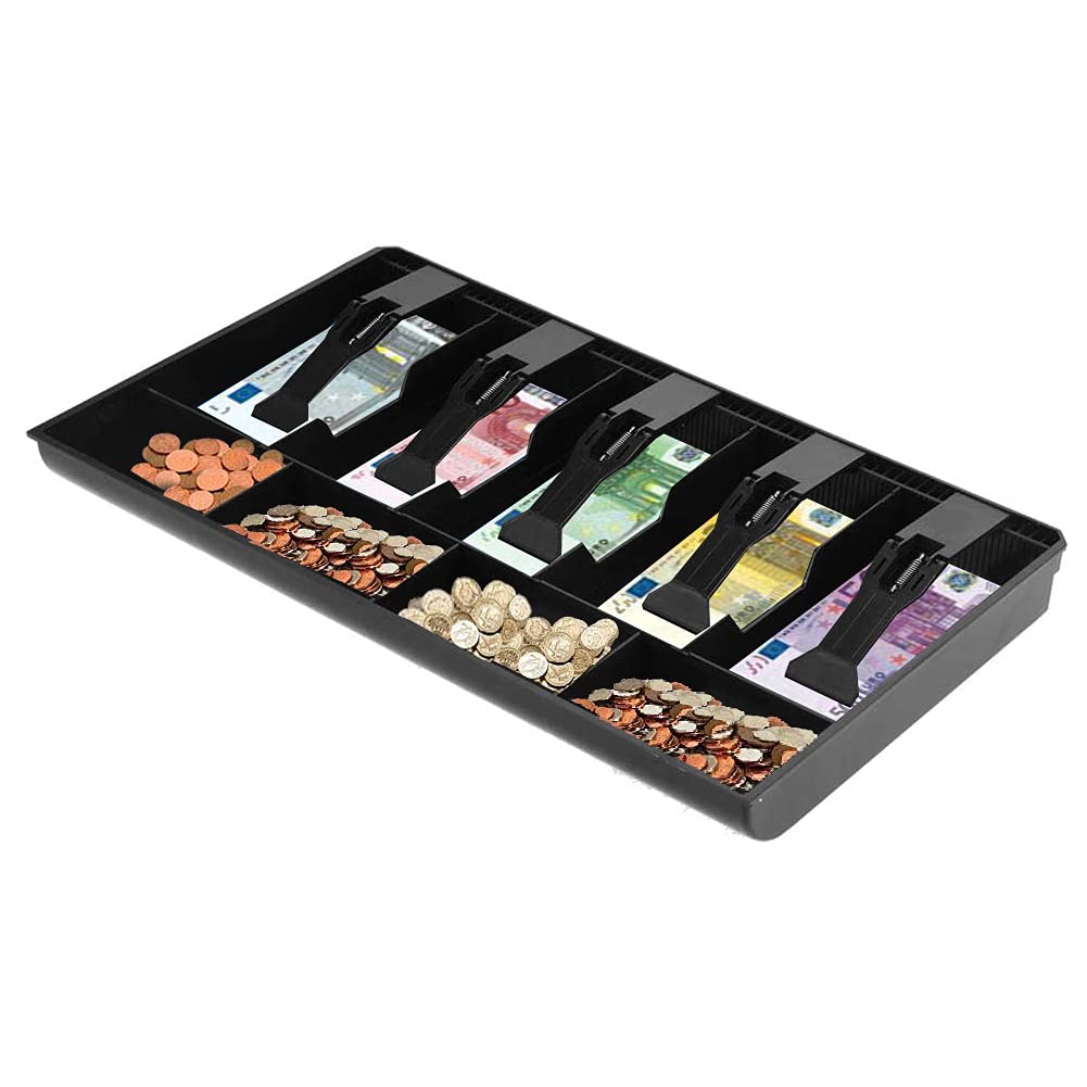Cash Register Drawer, Insert Tray Five Grids Cash Organize Drawer Register Insert Money Tray Cashier Tidy Storage Cashier Box