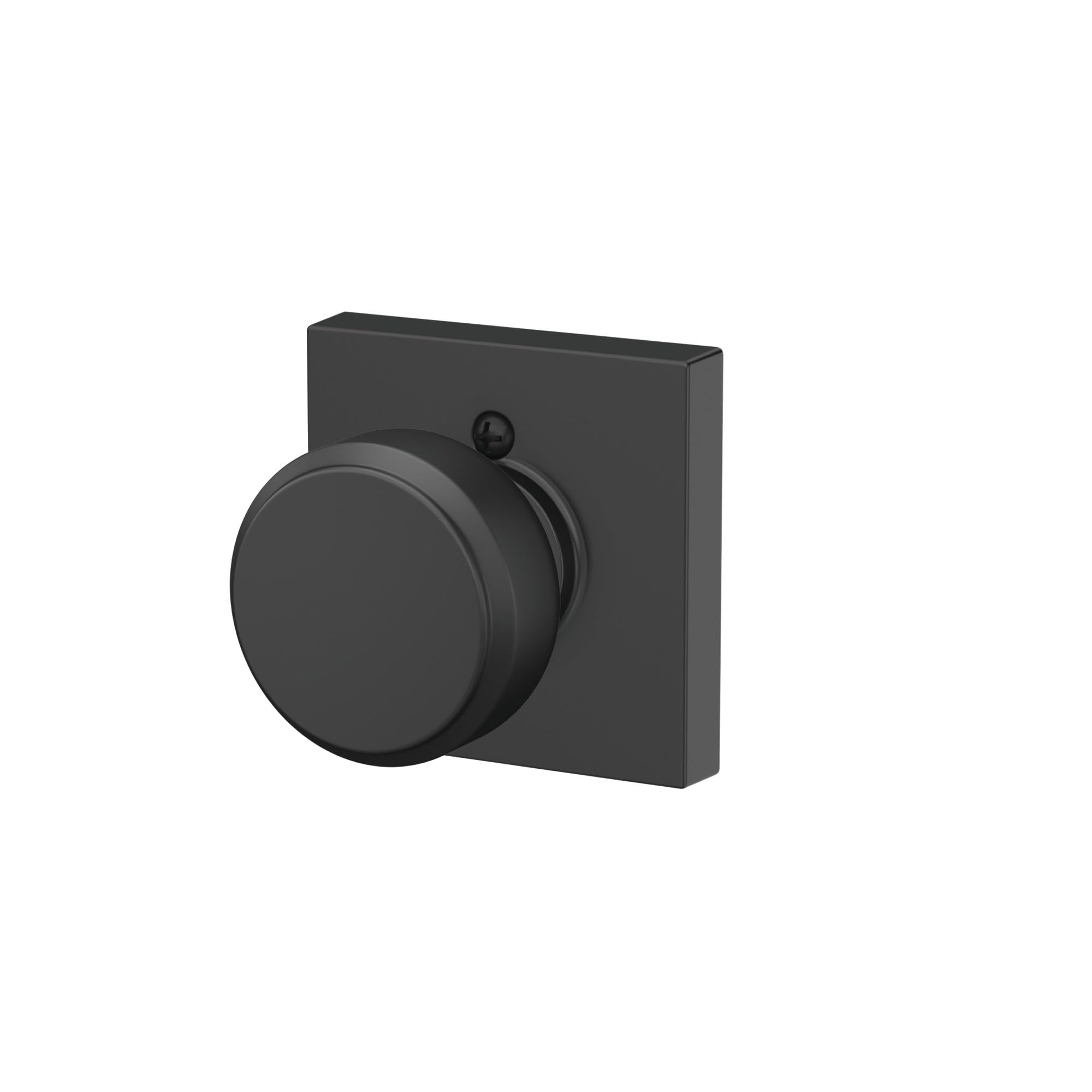 Schlage F170 BWE 622 Bowery Door Knob with Standard Trim, One-Sided Non-Turning Dummy Handle, Matte Black