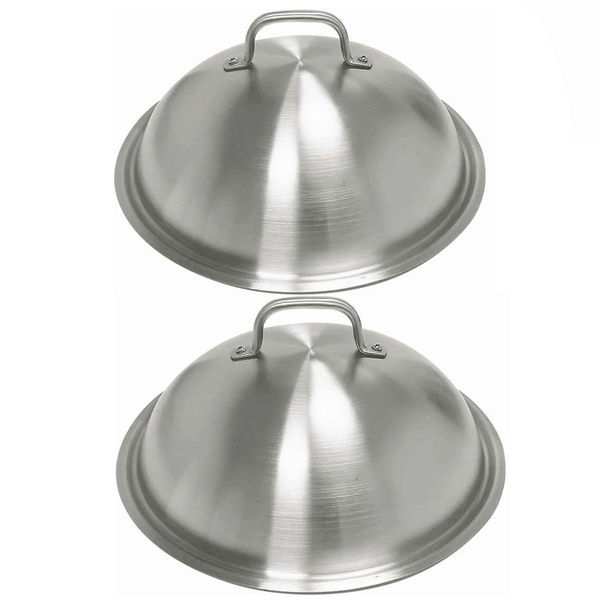 Griddle Accessories Pot Wok Lids - Heavy Duty 12 Inch Round Basting Cover - Stainless Steel - Cheese Melting Dome and Steaming Cover - Best for Use in Flat Top Grill Cooking Indoor Outdoor- 2 Domes