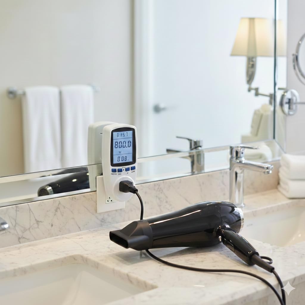 Stanz (TM) Plug Power Meter Monitor Energy Watt Voltage Amps Meter with Electricity Usage Monitor Max 15A 1800W