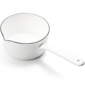 Peohud Enamel Milk Pan, 37 Oz Milk Boiling Pot Stovetop Safe, Mini Butter Warmer Pan with Pour Spout, Nonstick Enamel Saucepan, Milk Melting Boiling Pot for Stove Top, White