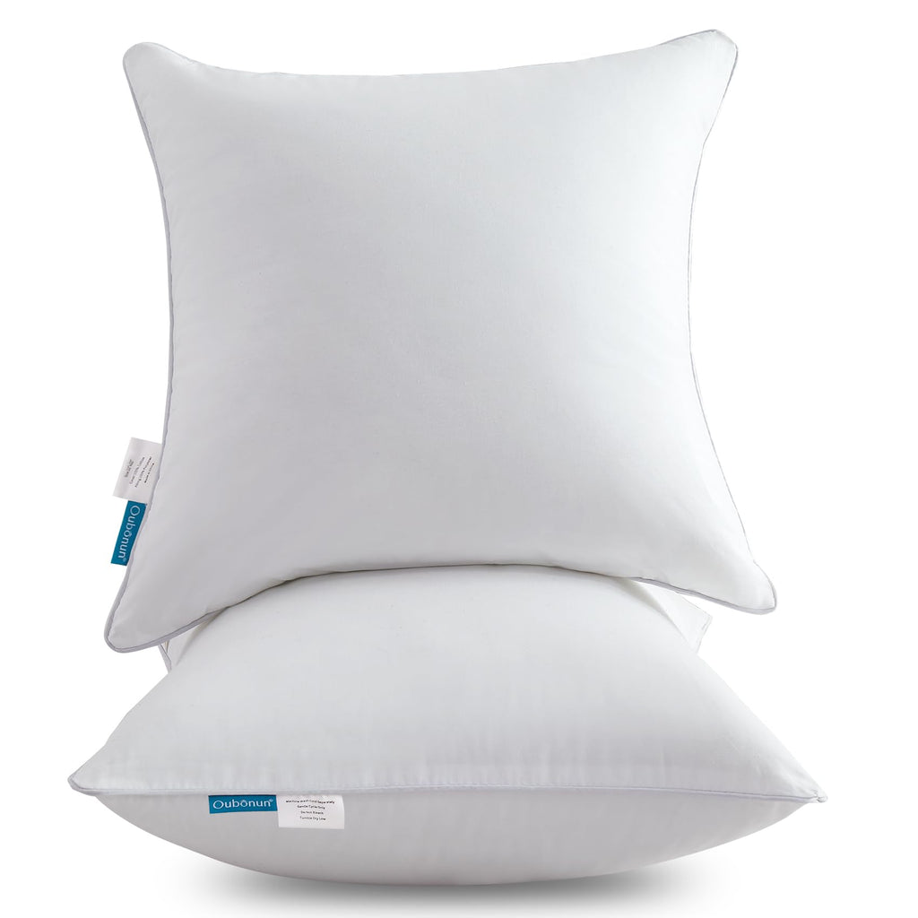 Oubonun 20 x 20 Pillow Inserts (Set of 2) - Throw Pillow Inserts with 100% Cotton Cover - 20 Inch Square Interior Sofa Pillow Inserts - Decorative Pillow Insert Pair - White Couch Pillow