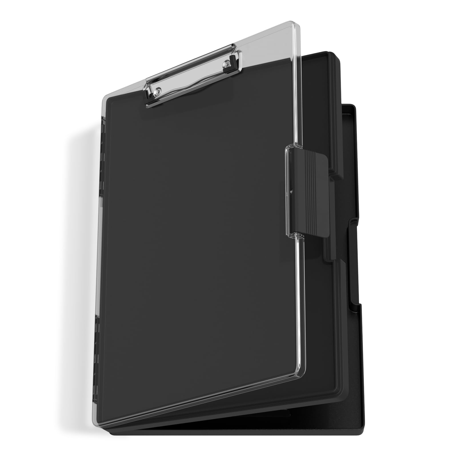 Hongri Clipboard with Storage, Black 8.5 x 11 Folder Nursing Side Opening, Heavy Duty with Dual Compartment, Dry Erase Clear Cover, Smooth Writing for Teachers, Classroom, Office & School Supplies