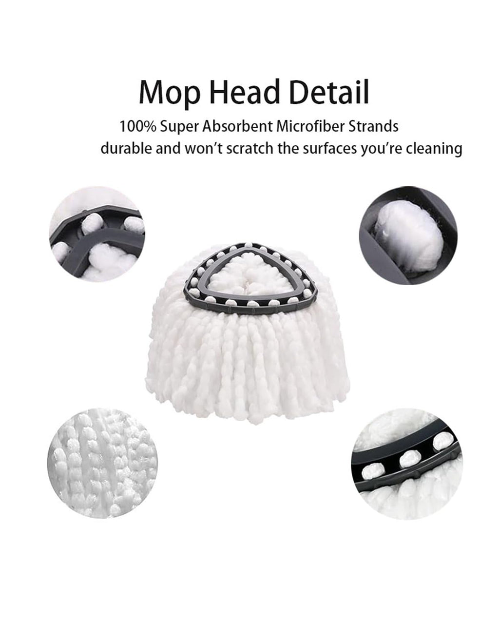 6 Pack Spin mop Replacement Heads with 1 Rotating Base,100% Microfiber head Refills, EasyWring Mop Refills Compatible with Vileda Mop Head,Machine Washable ﻿and Easy Cleaning Replace