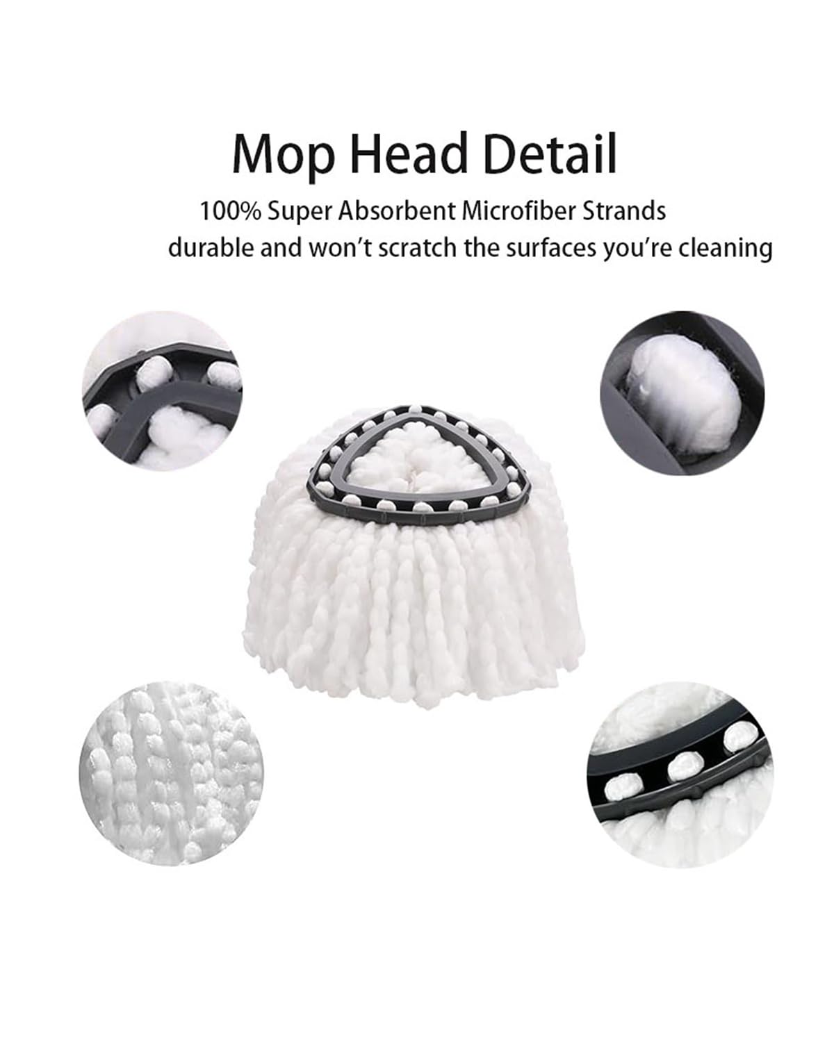 6 Pack Spin mop Replacement Heads with 1 Rotating Base,100% Microfiber head Refills, EasyWring Mop Refills Compatible with Vileda Mop Head,Machine Washable ﻿and Easy Cleaning Replace