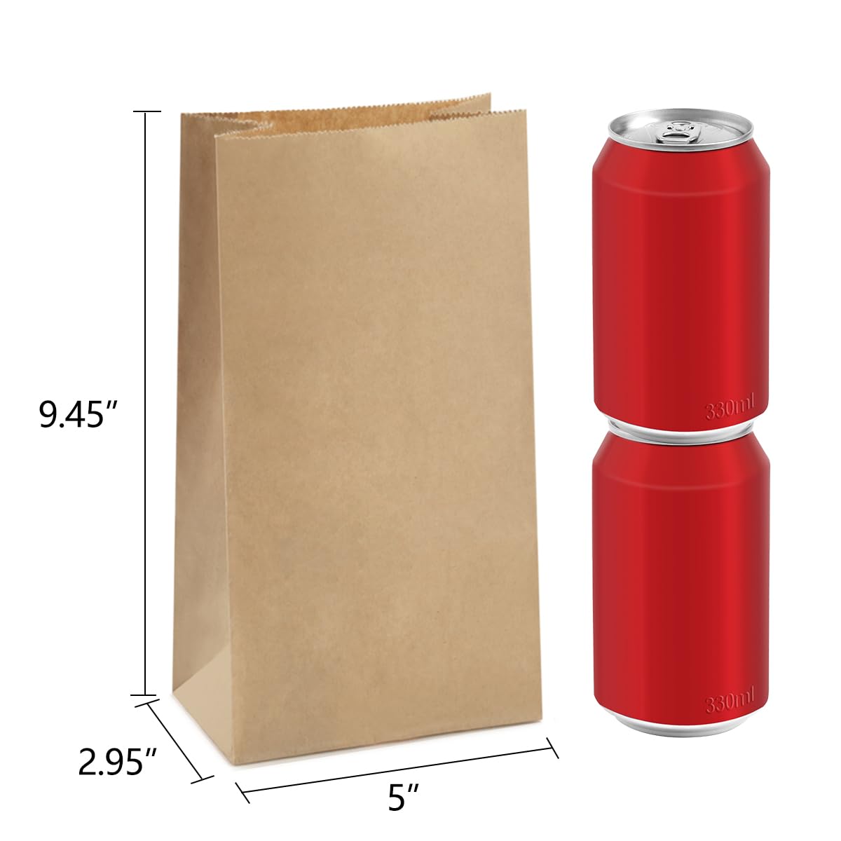 BagDream Paper Lunch Bags 4lb 100Pcs Snack Bags, Craft Bags, Bread Bags, Sack Lunch Bags Bulk 5x2.95x9.45 Inches Recycled Brown Paper Bags