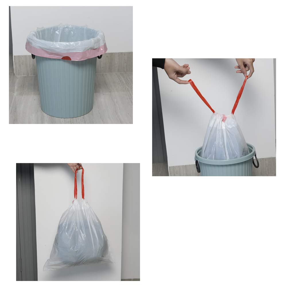 CadineUS 3 Gallon Drawstring Trash Bags, Drawstring Garbage Bags, 120 Bags