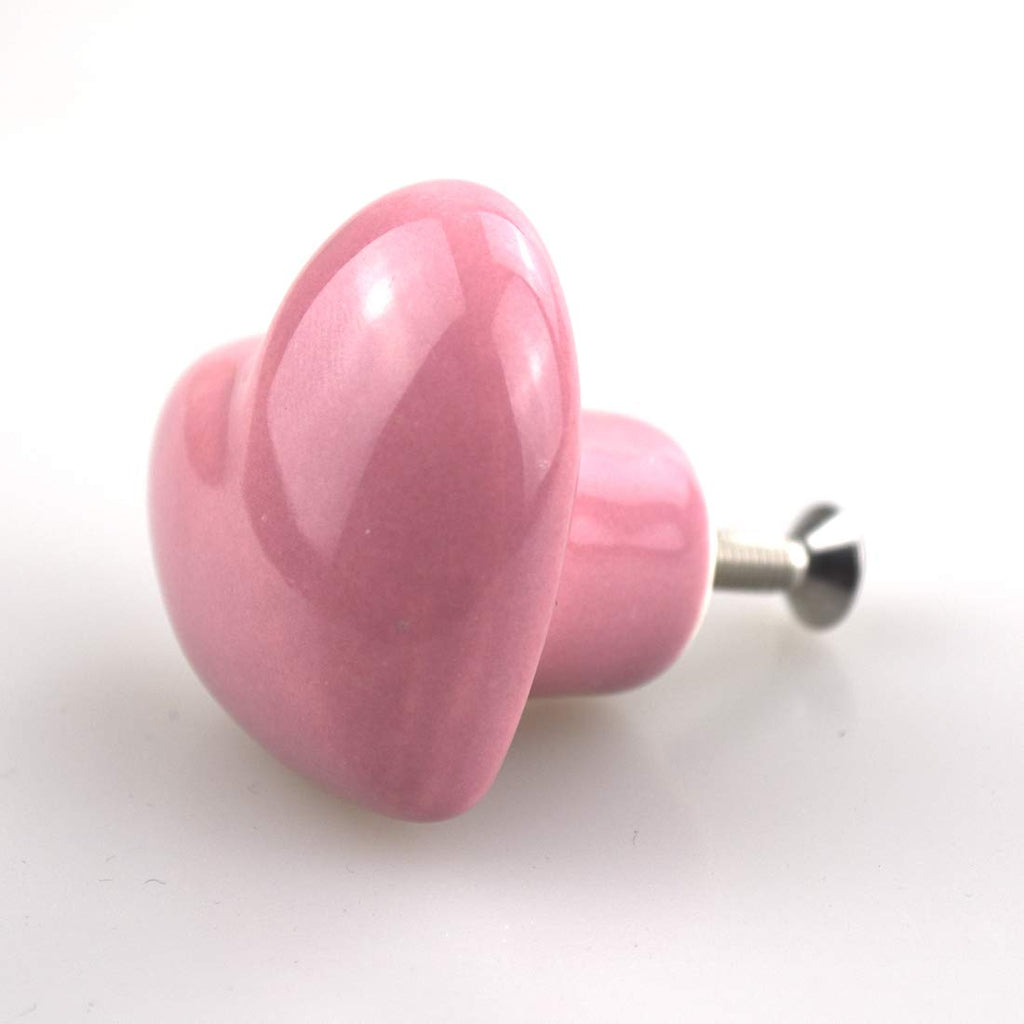 10PCS Heart-Shaped Drawer Pulls Ceramic Knobs for Cabinet, Kids Room Drawer, Dresser Drawer, with Screw, Pink