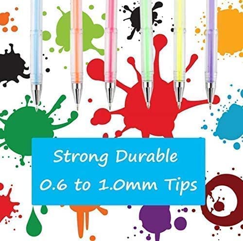 100 Gel Pen Coloring Set - Neon, Fluorescent, Glitter, Metallic, Pastel Gel Pens for Adults - No Duplicates Non Toxic Color Gel Pens