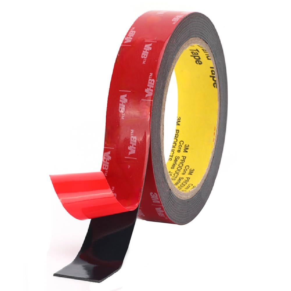 Double Sided Tape, Heavy Duty Mounting Tape, Waterproof Foam Tape, for Indoor Outdoor Car LED Strip Lights, and Home Office Decor（ Black,1 in * 15.6 FT ）