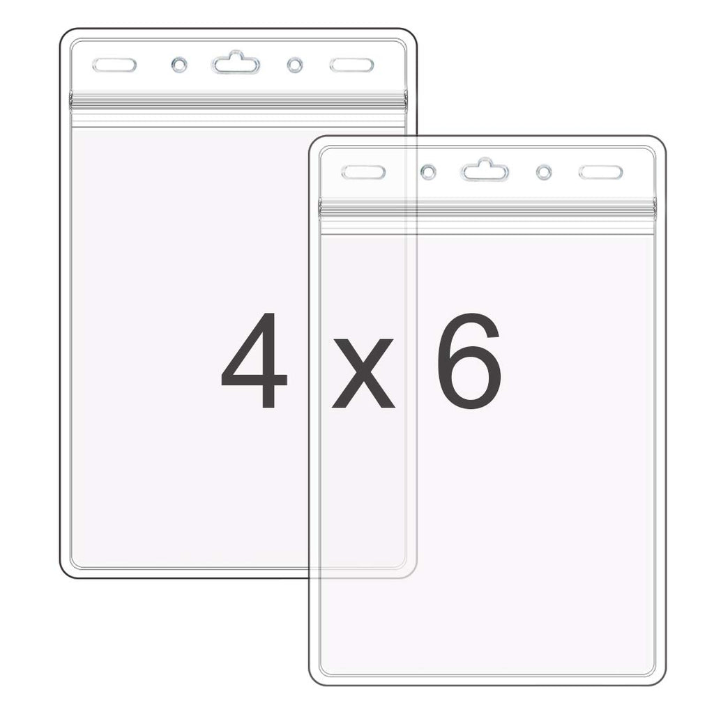 WTQ 50 Pack Waterproof Passport Holder(Extra Large, Fits 4x6 in Insert), Vertical Name Tag Holder, Vinyl Plastic VIP Access Holder, Clear Back Stage Badge Holder Bulk