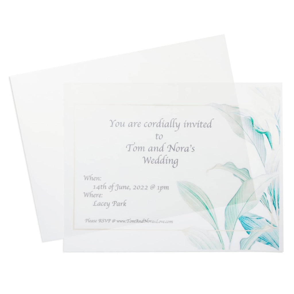 100 Sheets 8.5 x 11 in Translucent Vellum Paper - 93gsm/63lb Printable Tracing Paper for Invitation, Sketching and Card Overlays