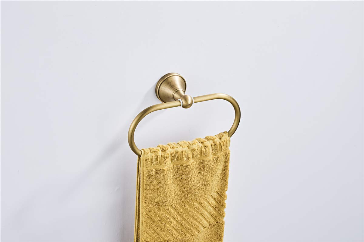 Flybath Oval Towel Ring Antique Brass Hanger Hand Towel Holder for Bathroom Kitchen Accessories Wall Mounted, Brushed Bronze