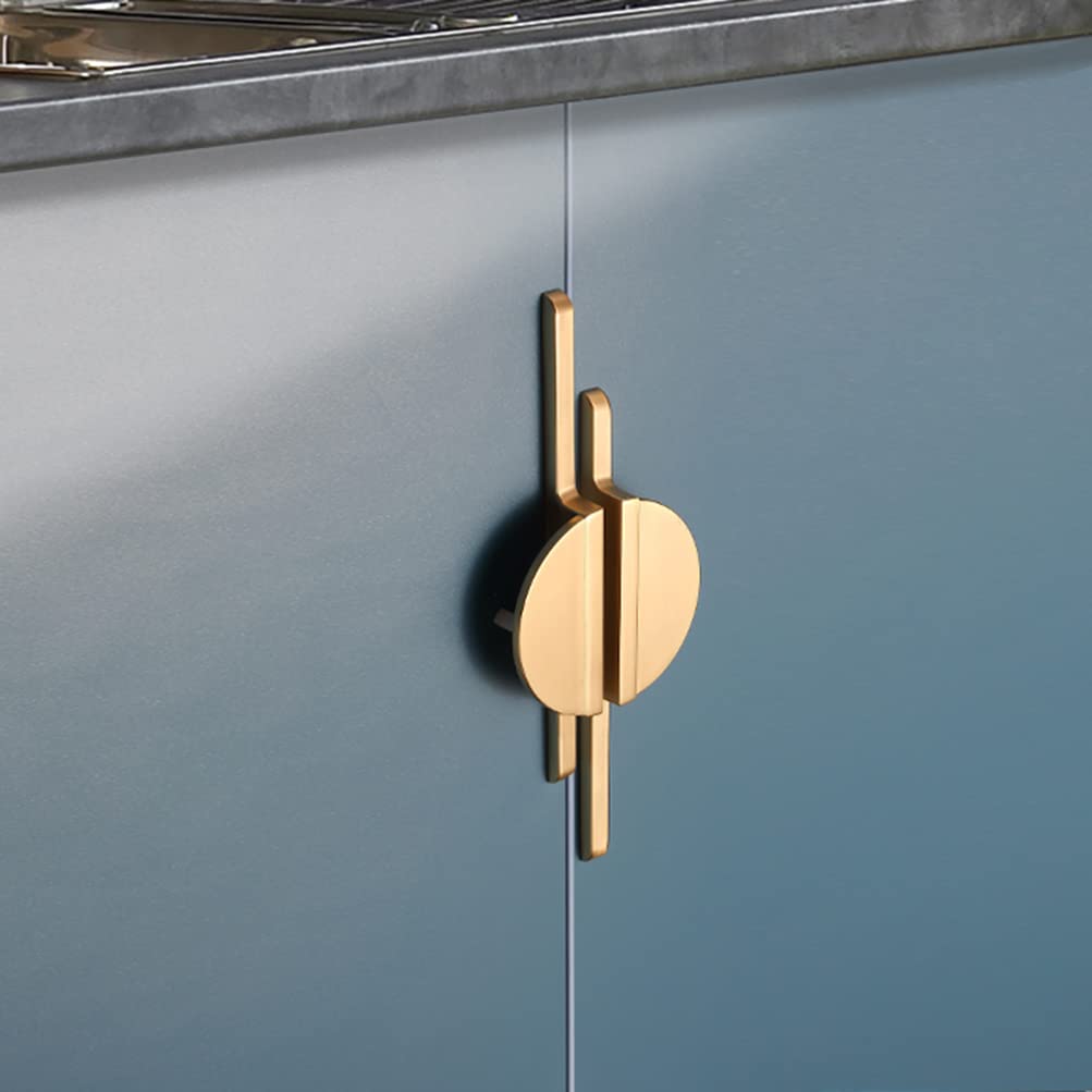 Myxekllo Gold Drawer Pulls Half Moon Drawer Pulls, Brushed Gold Cabinet Pull Handles for Kitchen Cabinet Cupboard Dresser, Hole spacing 2.5 inches 2 Pack