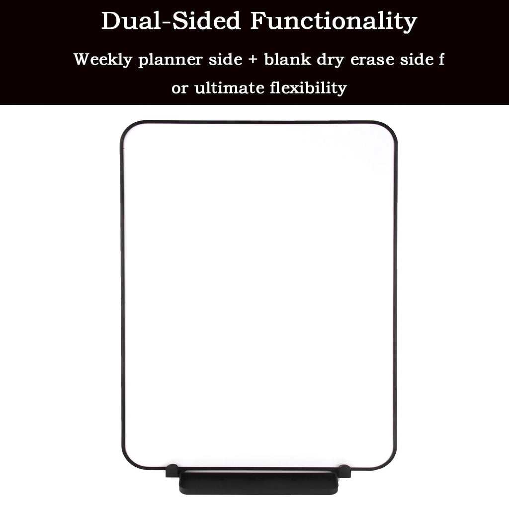 Double Sided Weekly Dry Erase Board with Stand - 16"x12" Double-Sided Magnetic Whiteboard Dry Erase Calendar with Stand for and Desktop, Portable Calendar Whiteboard for Drawing, Writing, Planning