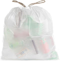 Aluf Plastics 21 Gallon 1 MIL White Drawstring Trash Bags - 28" x 34" - Pack of 45 - For Bathroom, Bedroom, Office, & Kitchen