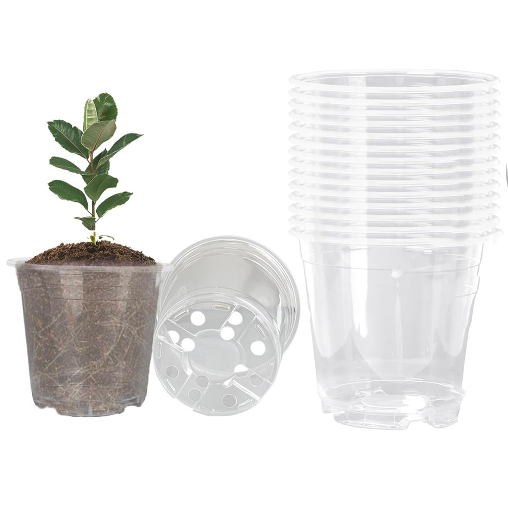 Clear Nursery Pots 50PCS 4" Plastic Plant Pot Transparent Flower Pots Seed Pot Starter Pot for Seedling Nursery Supplies Grow Pot Planter Flower Pot Container for Seedling Cultivation (Clear)