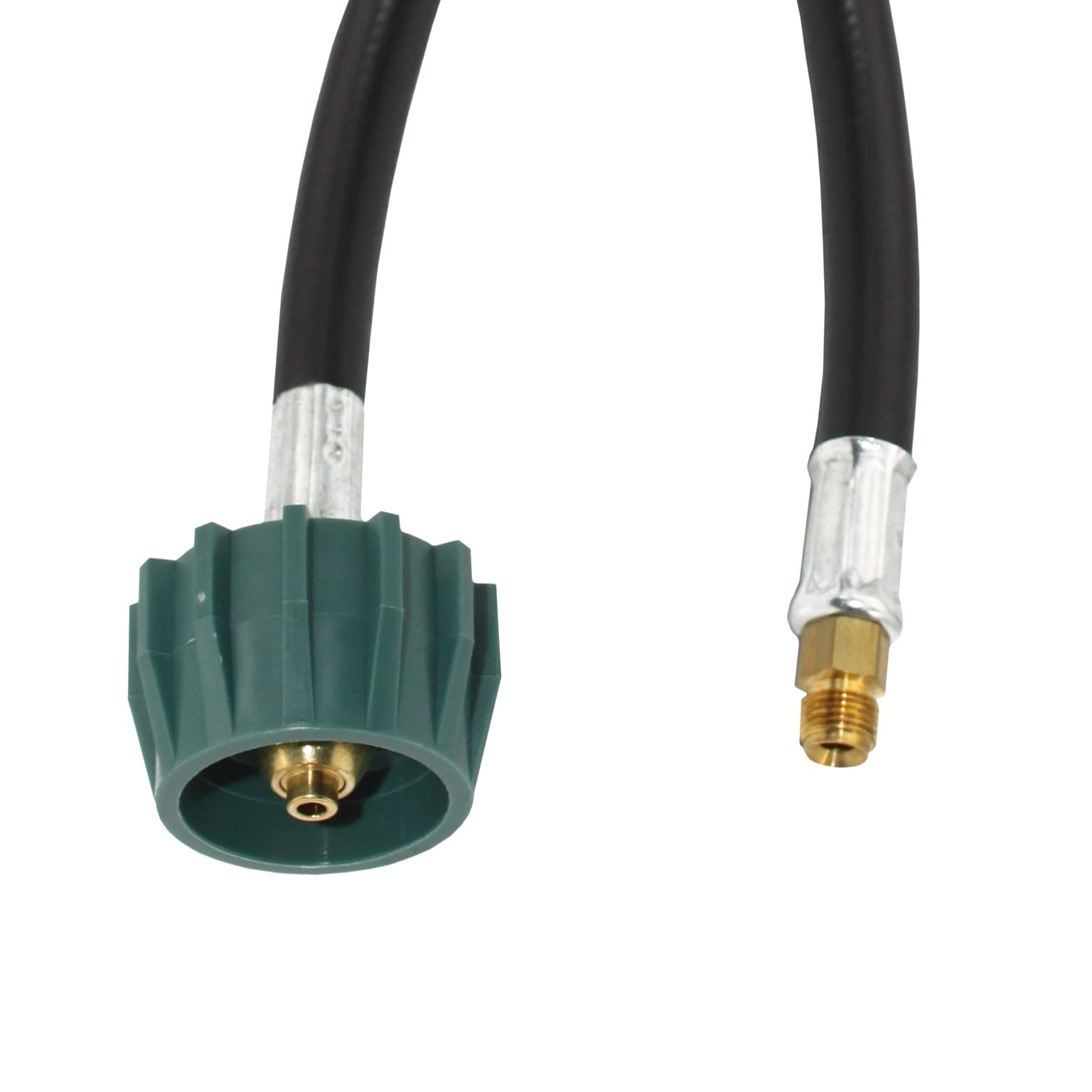 Flame King E12INPT-X2 2-Pack 12-inch Pigtail Hose Connectors for RV, Van Or Trailer Propane Tank 2-Stage Auto Changeover Regulators, Black/Green